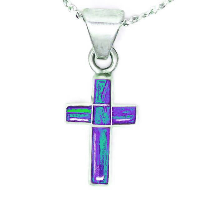 CR51 -  PURPLE OPAL CROSS AND CHAIN - ($20,$28 and $45) - Choose a Size