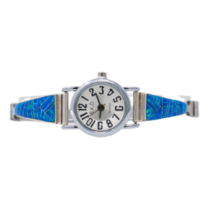 LW2 - Multi-stone Caribbean Blue Opal  Ladies Watch in Sterling Silver- Perfect Elegant gift for Women, Birthdays, and Weddings  (CHOOSE YOUR WRIST SIZE)