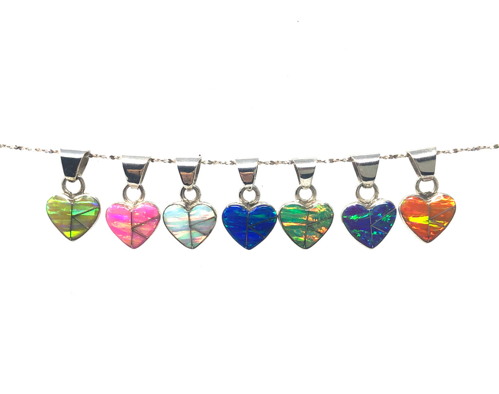 100PDsm - Opal Heart Pendant (Choose Your Color)