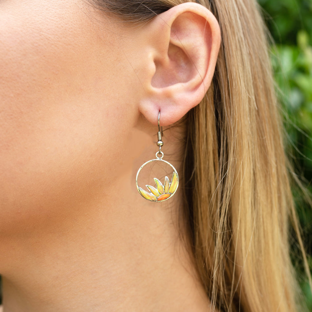 This Beautiful Sunflower Pendant and Earrings Set are made with Multiple Colors of Fire Opal