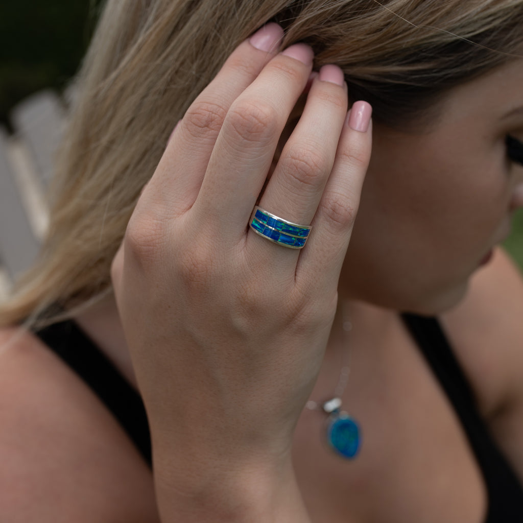 Caribbean Blue Opal Ring #LR136-2R